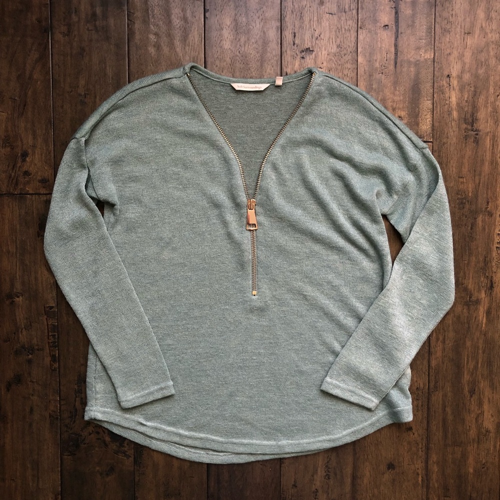 Soft Surroundings Mint Green half ZIP up Sweater S